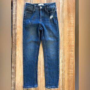 Vervet Women's High-Mid Rise Distressed Straight Leg Blue Jeans, Size 26